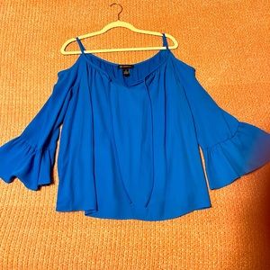 INC cold shoulder top with bell lower sleeves